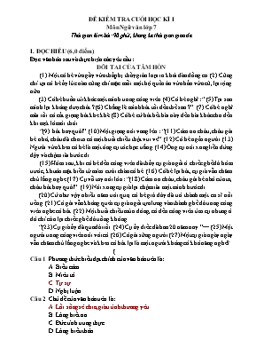 Bộ đề kiểm tra cuối học kì 1 Ngữ văn Lớp 7 - Năm học 2022-2023 (Có hướng dẫn chấm)